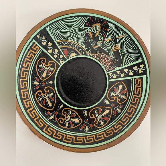 Vintage Black Miniature Greek Mythology Ceramic Collectible Plate Made in Greece - Picture 6 of 14